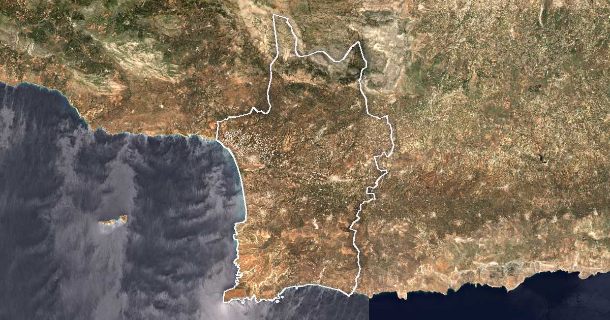 Image satellite avec la limite tracée: Phaistos