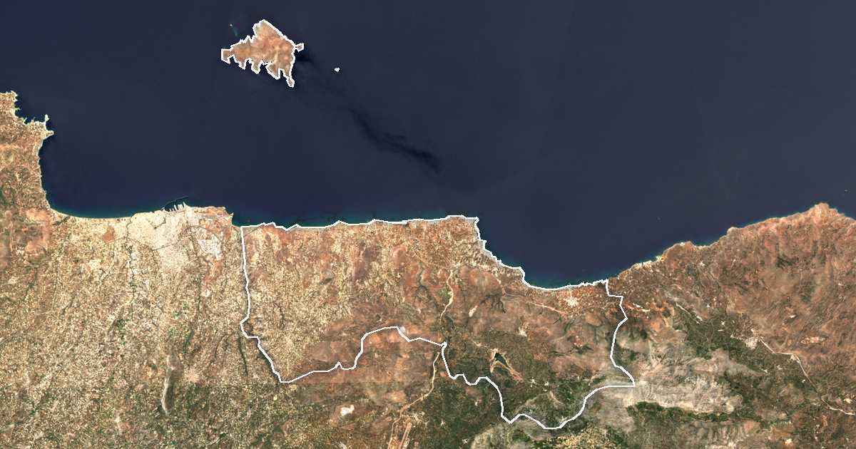 Image satellite avec la limite tracée: Chersónissos