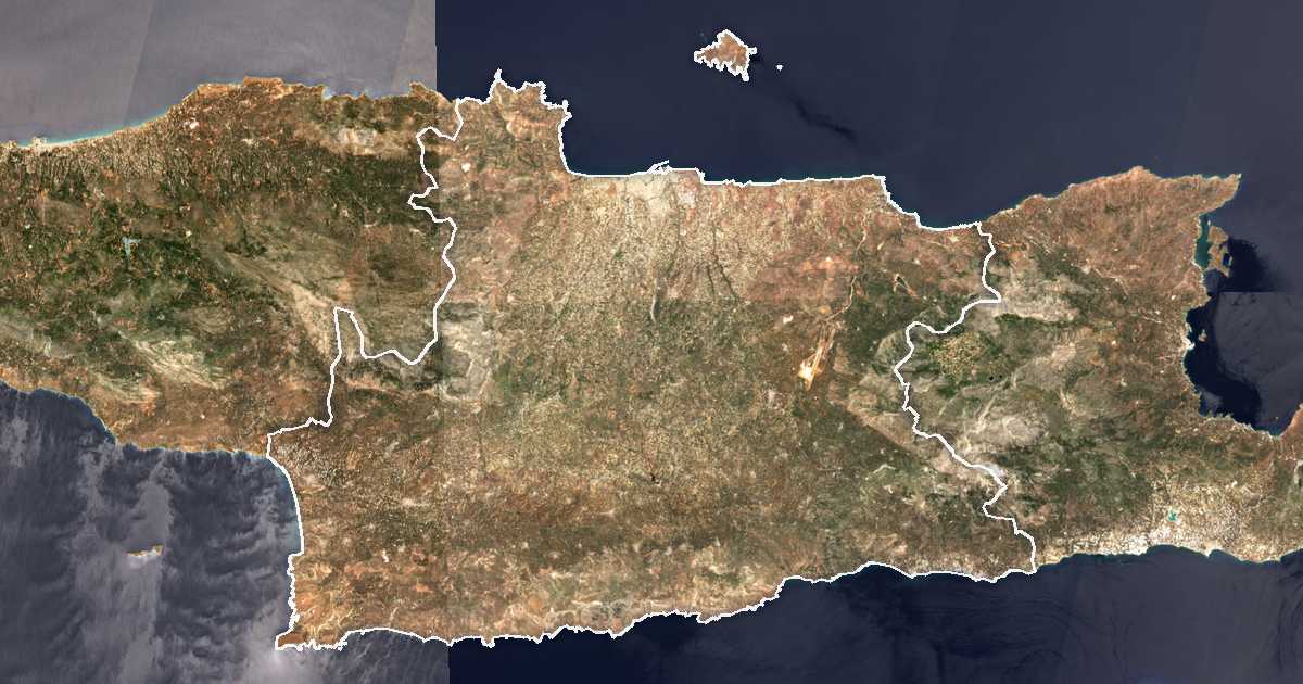 Image satellite avec la limite tracée: Héraklion