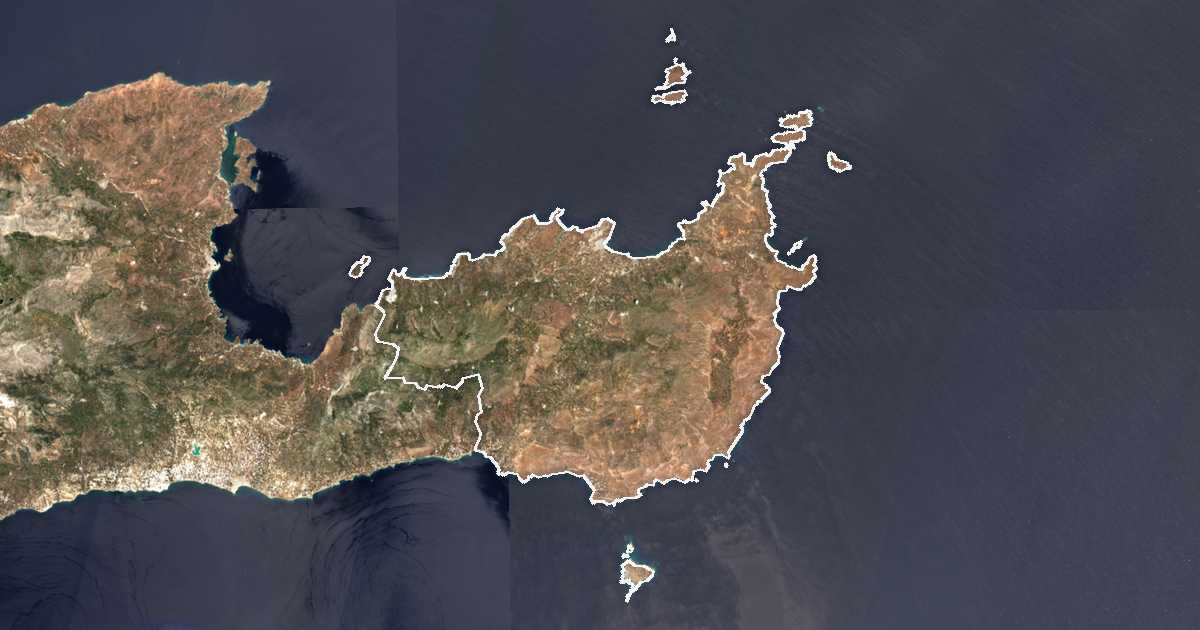 Image satellite avec la limite tracée: de Sitía