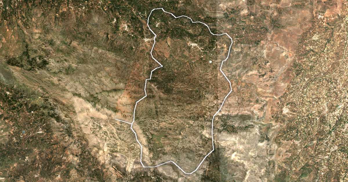Image satellite avec la limite tracée: Anógia