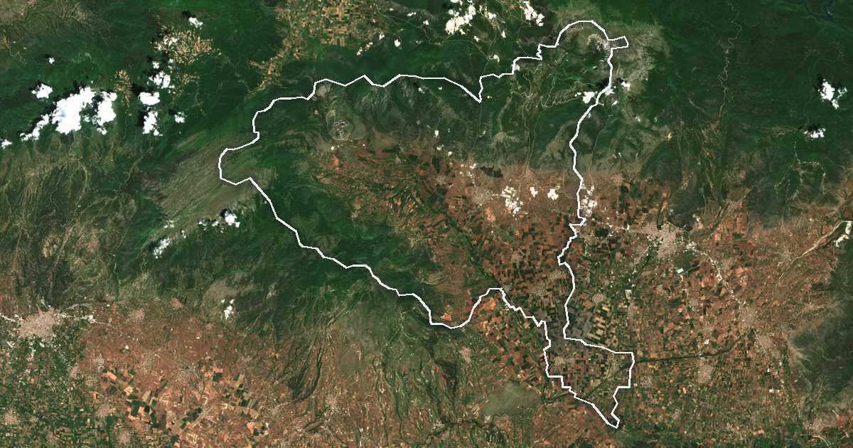 Image satellite avec la limite tracée: de Prosotsáni