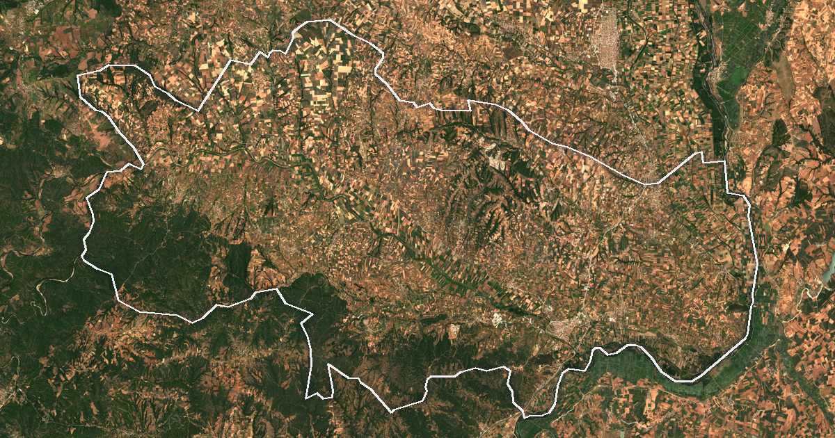 Image satellite avec la limite tracée: de Didymotique
