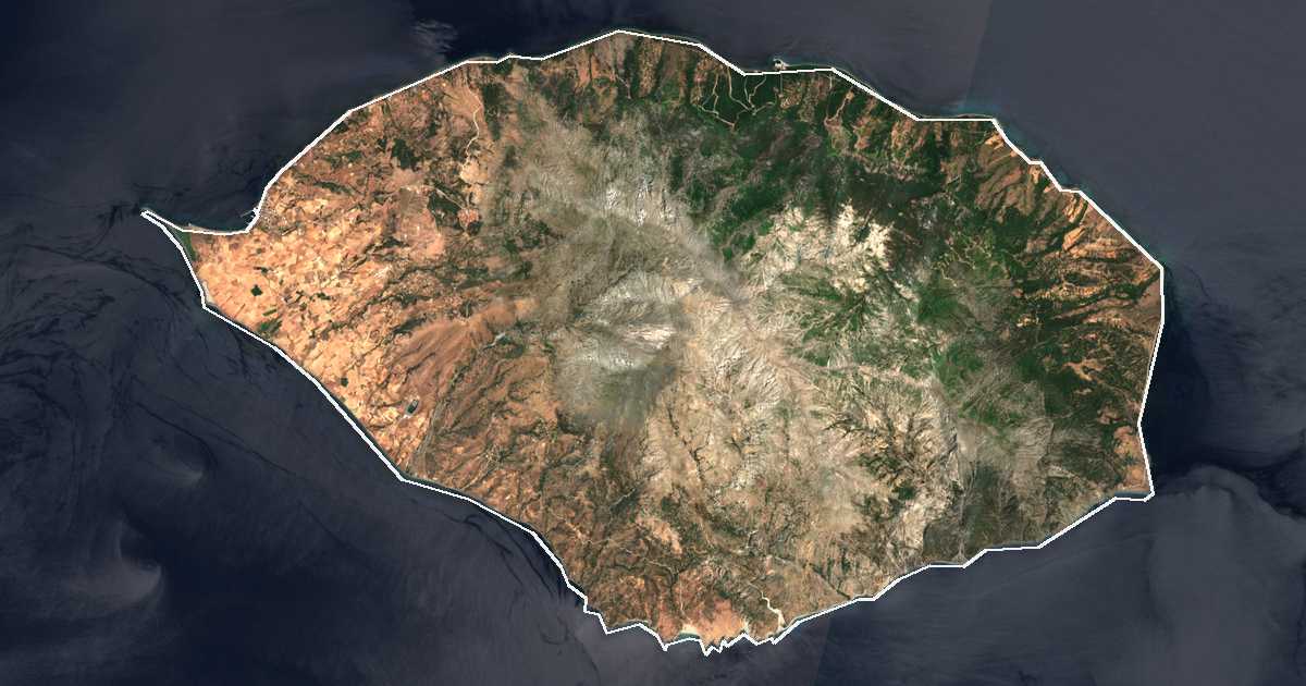 Image satellite avec la limite tracée: Samothrace