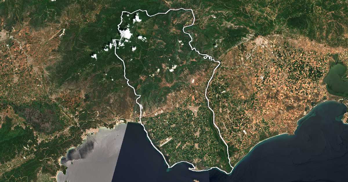Image satellite avec la limite tracée: de Néstos