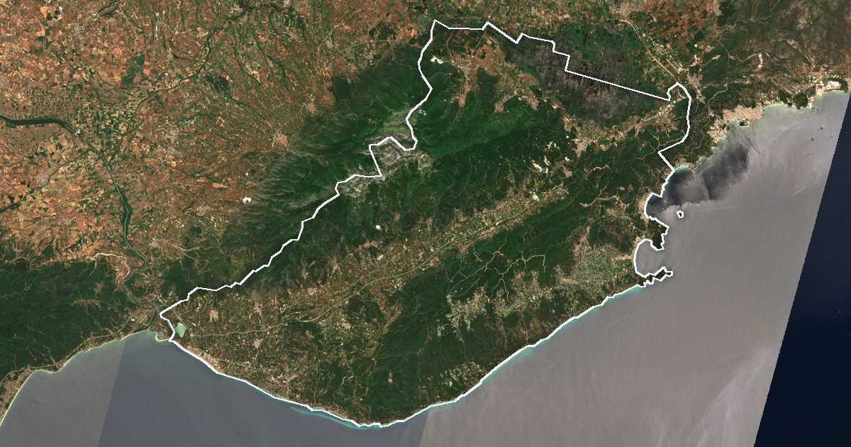 Image satellite avec la limite tracée: de Pangée