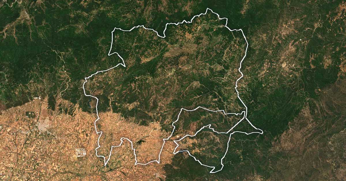Image satellite avec la limite tracée: d'Arrianá