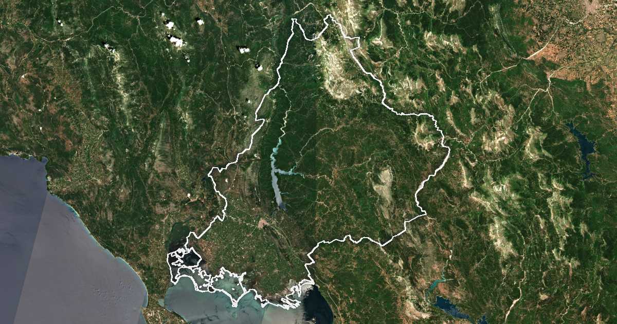 Image satellite avec la limite tracée: Arta