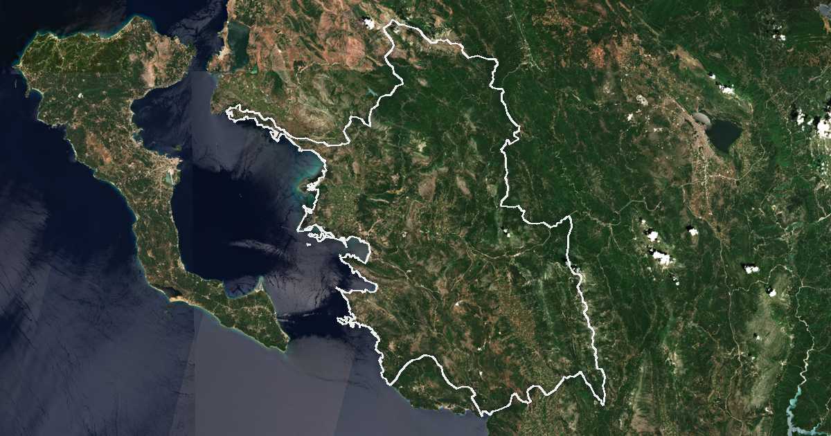 Image satellite avec la limite tracée: Nome de Thesprotie