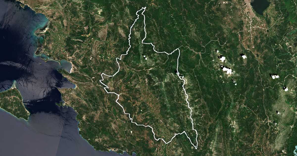 Image satellite avec la limite tracée: Soúli