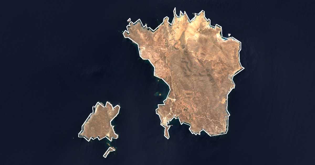 Image satellite avec la limite tracée: de Psará