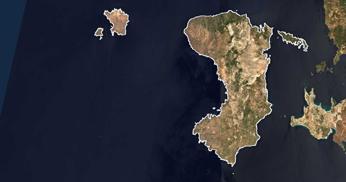 Image satellite avec la limite tracée: régional de Chíos