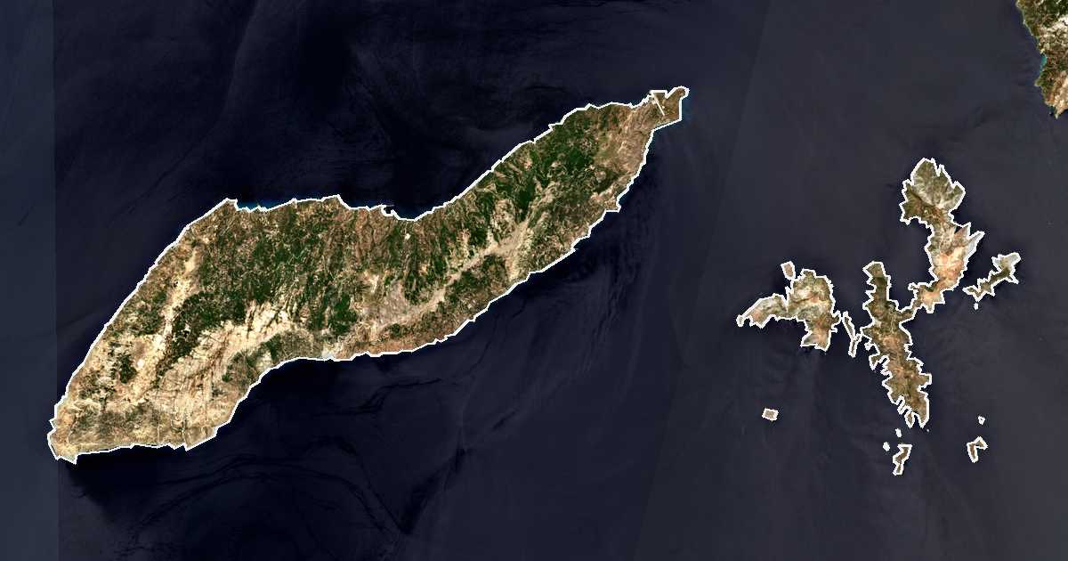 Image satellite avec la limite tracée: régional d'Icarie
