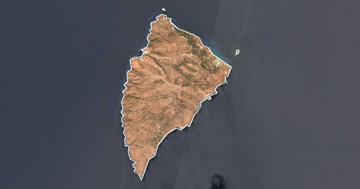 Image satellite avec la limite tracée: d'Ágios Efstrátios