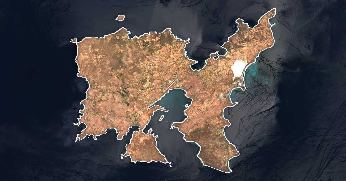 Image satellite avec la limite tracée: de Lemnos