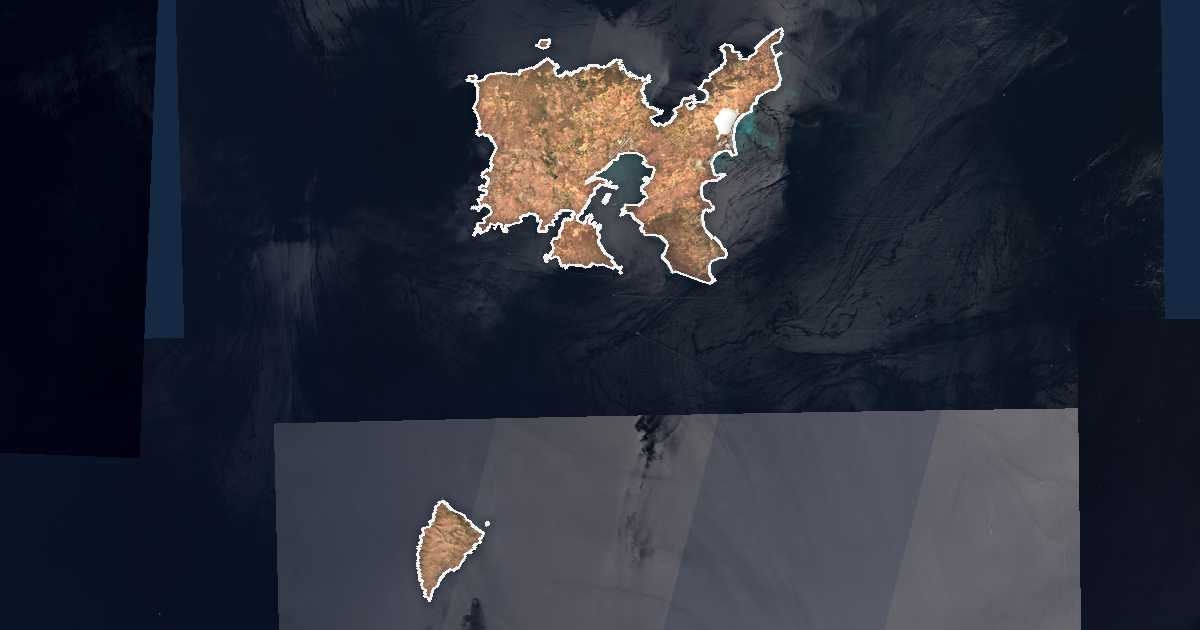 Image satellite avec la limite tracée: régional de Lemnos