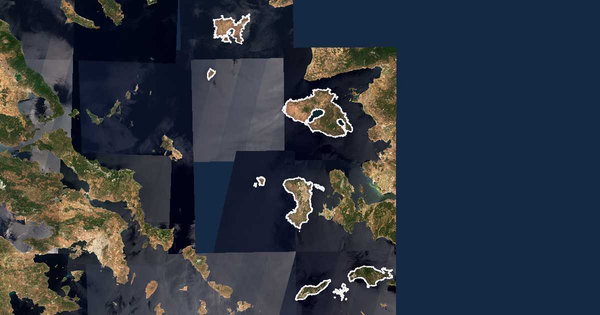 Image satellite avec la limite tracée: Égée-Septentrionale