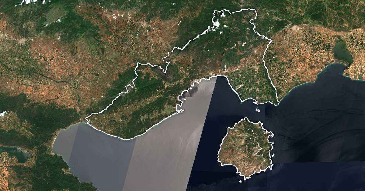 Carte satellite de Nomós Kaválas kai Thásou