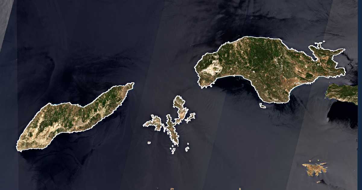 Carte satellite de Nomós Sámou kai Ikarías