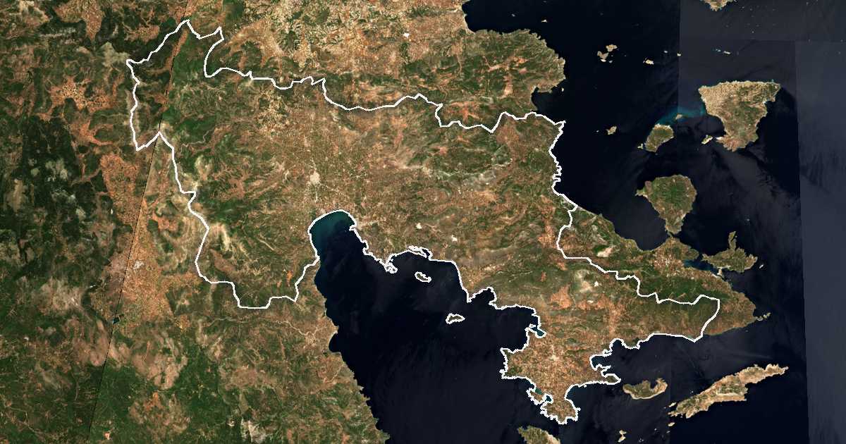Image satellite avec la limite tracée: Argolide