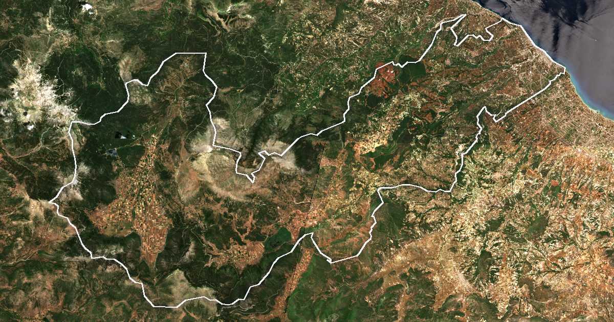 Image satellite avec la limite tracée: des Sicyoniens