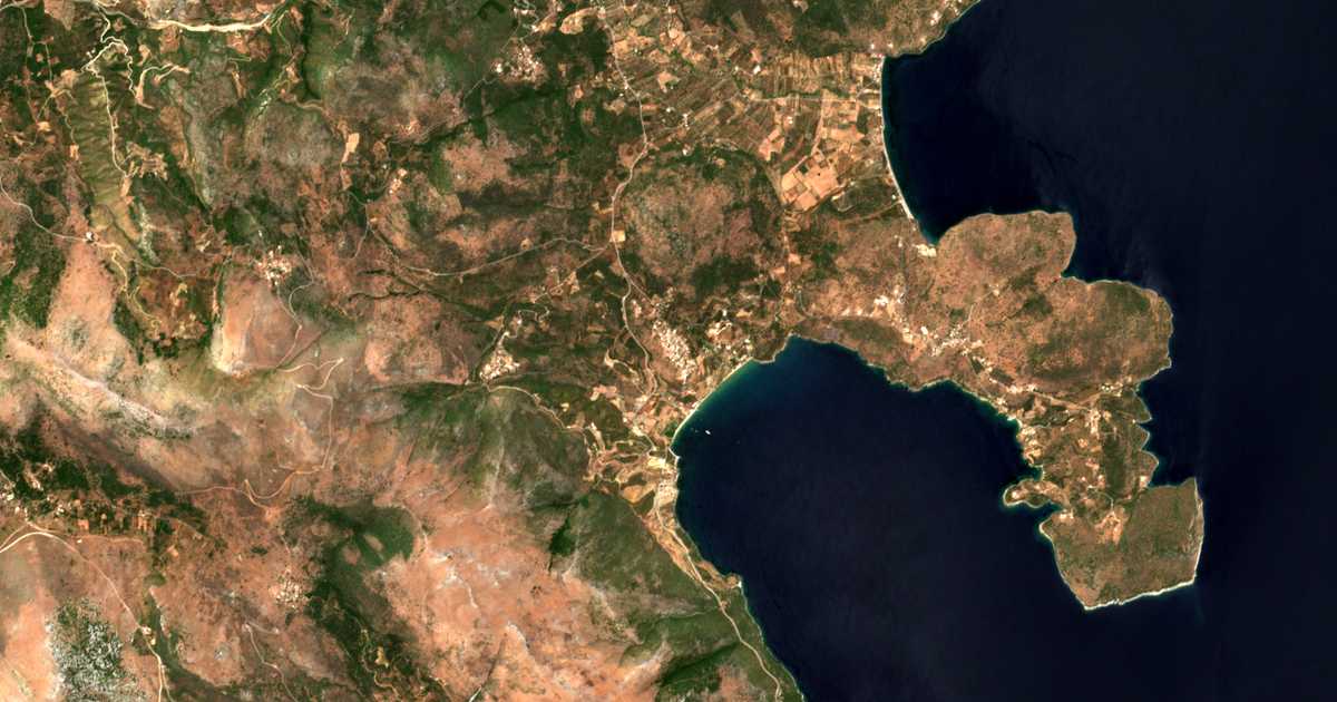 Carte satellite de Skoutári