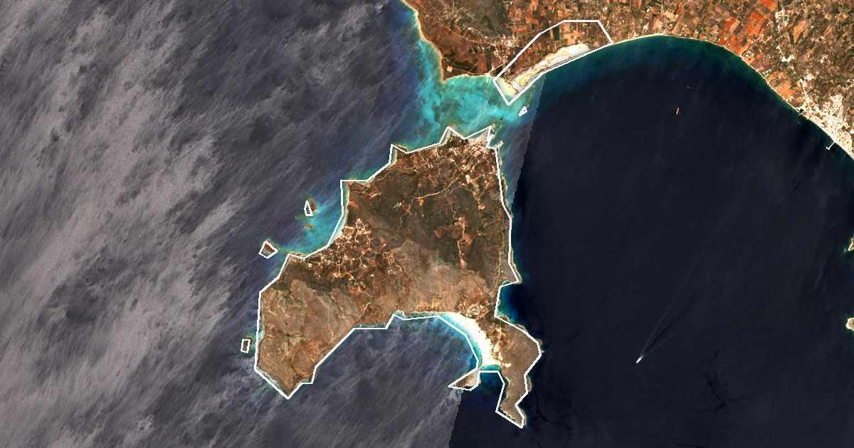 Image satellite avec la limite tracée: Elafónisos
