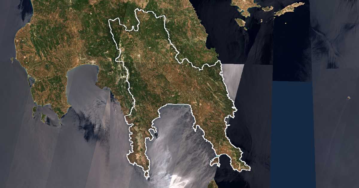 Image satellite avec la limite tracée: nome de Laconie