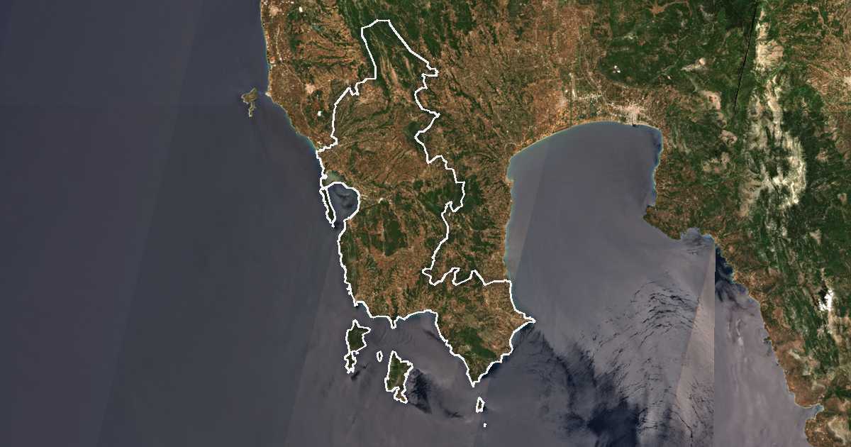 Image satellite avec la limite tracée: Pylos-Nestor