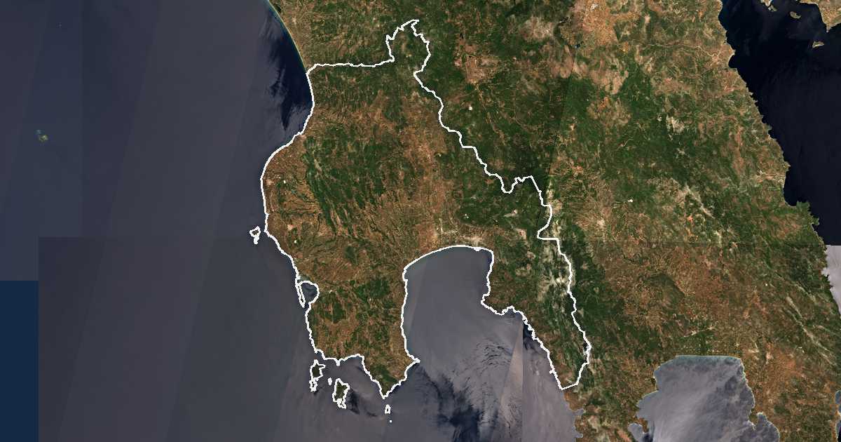 Image satellite avec la limite tracée: Messénie