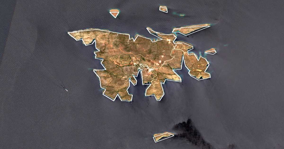 Image satellite avec la limite tracée: d'Agathonísi