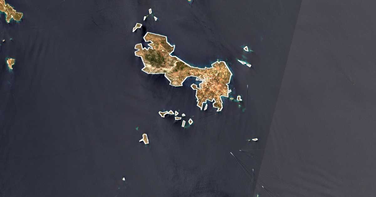 Image satellite avec la limite tracée: Lipsí