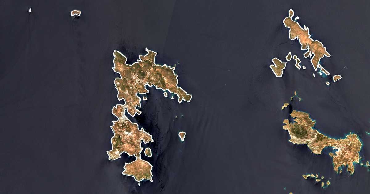 Image satellite avec la limite tracée: Patmos