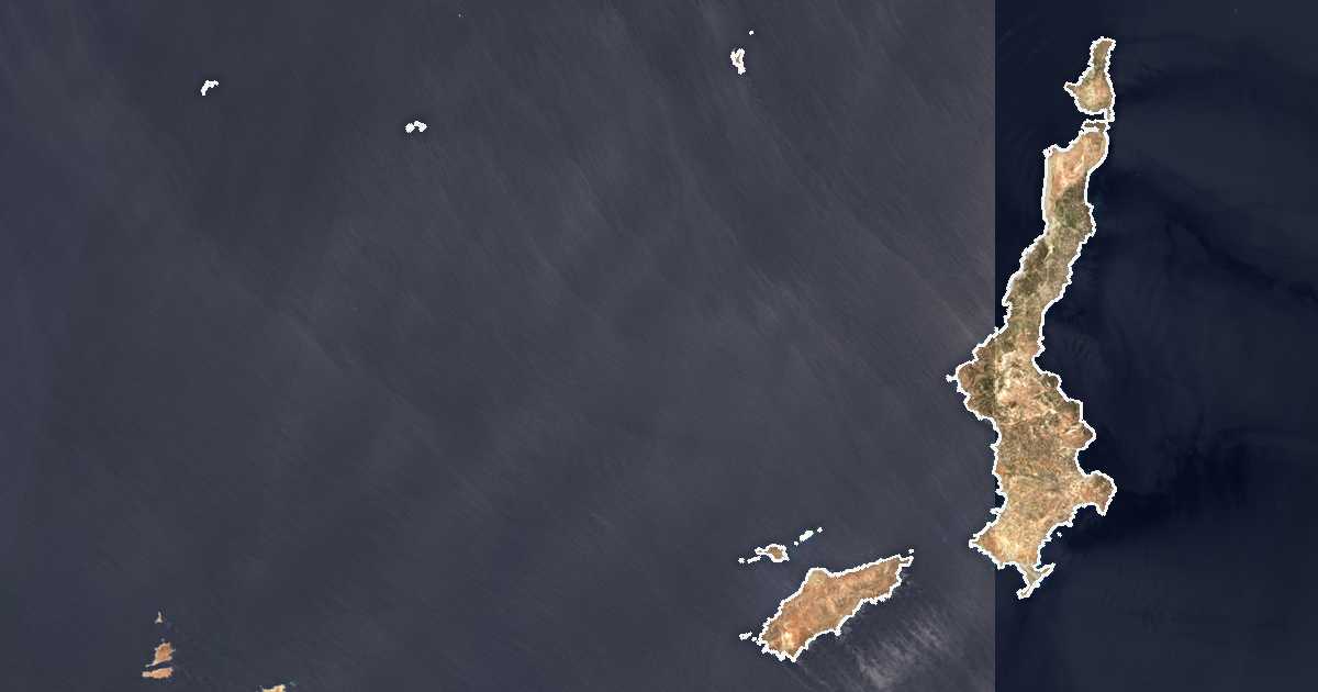 Image satellite avec la limite tracée: Kárpathos