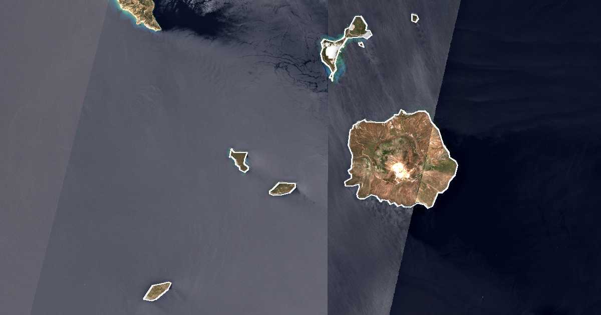 Image satellite avec la limite tracée: Nísyros