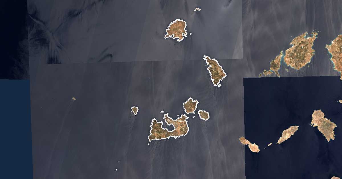Image satellite avec la limite tracée: Milos