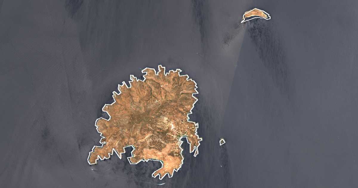Image satellite avec la limite tracée: Sérifos