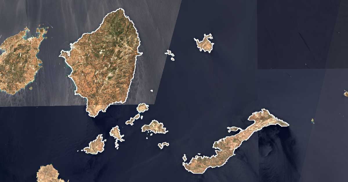 Image satellite avec la limite tracée: Náxos