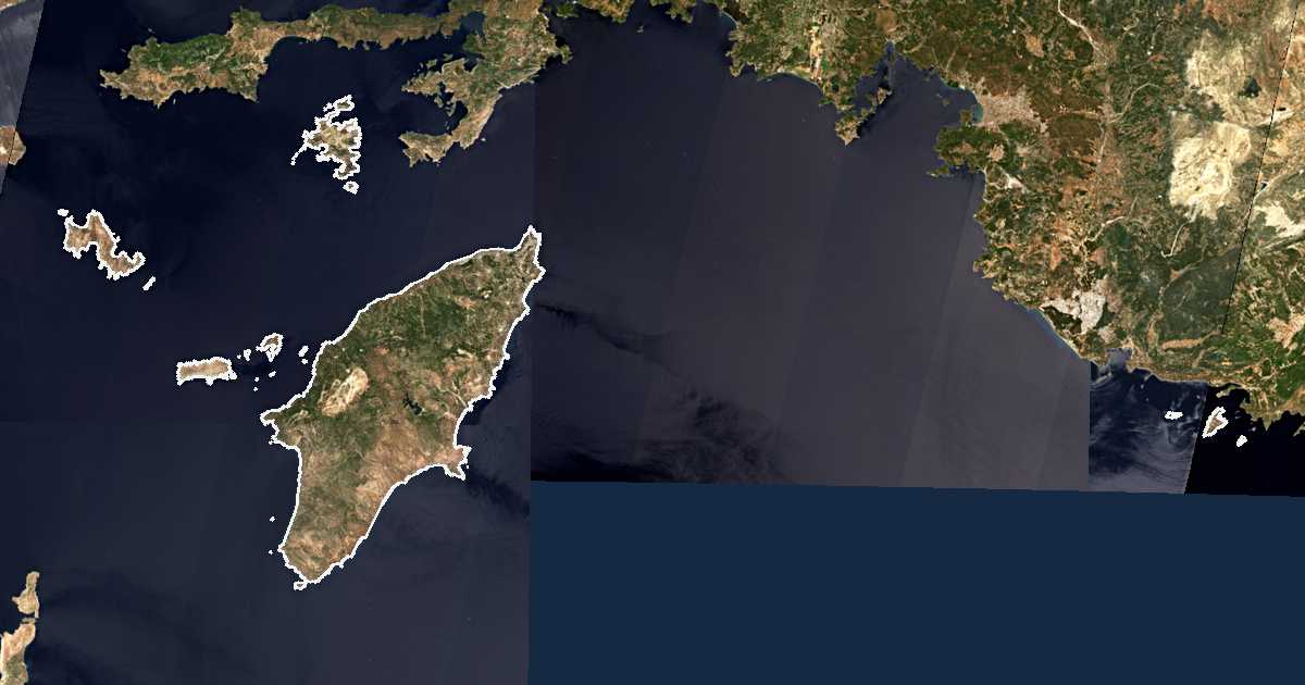 Image satellite avec la limite tracée: Rhodes