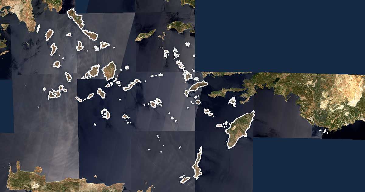 Image satellite avec la limite tracée: Égée-Méridionale