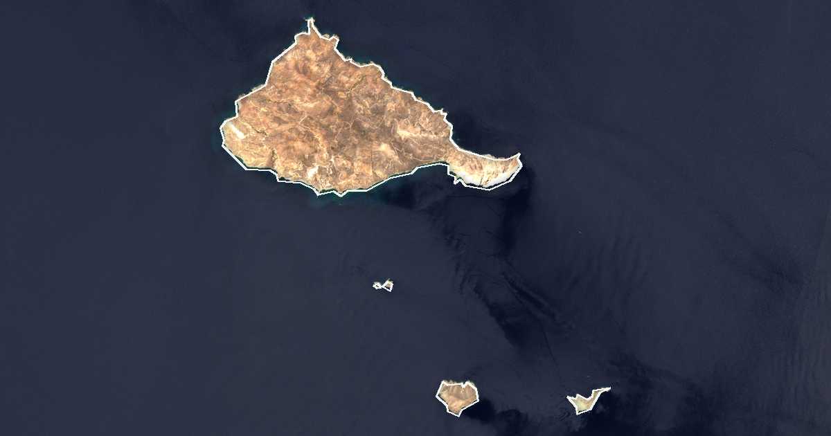 Image satellite avec la limite tracée: d'Anáfi