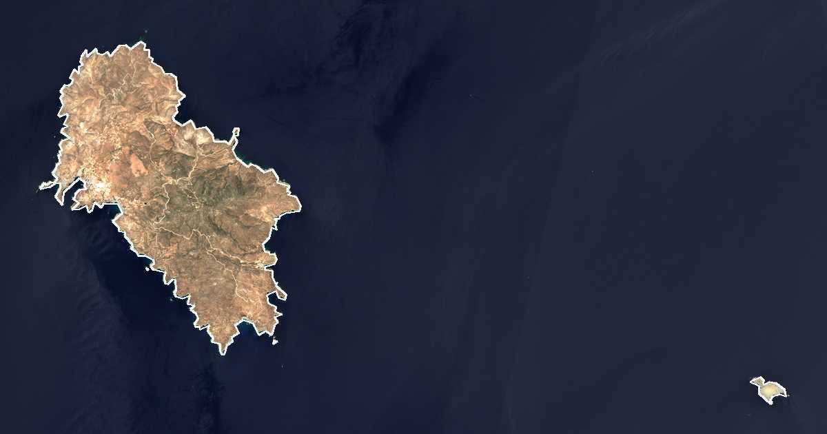 Image satellite avec la limite tracée: d'Íos
