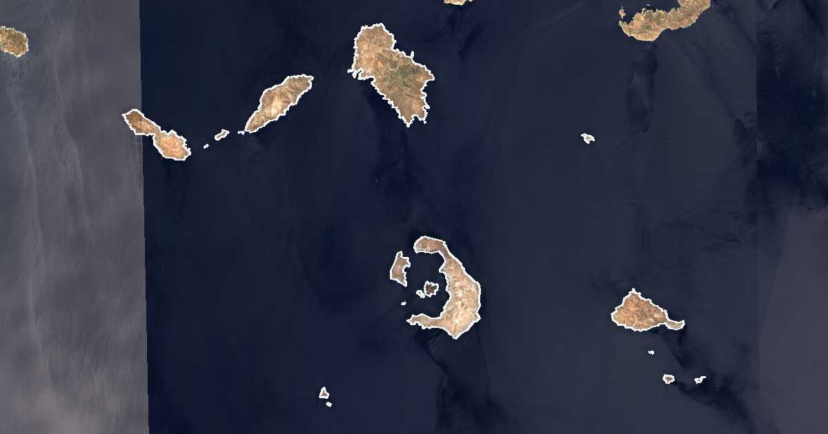 Image satellite avec la limite tracée: Thíra