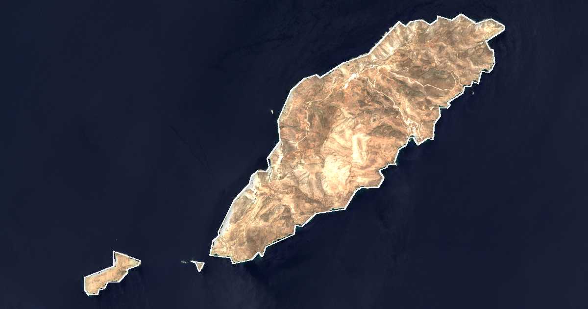 Image satellite avec la limite tracée: de Síkinos