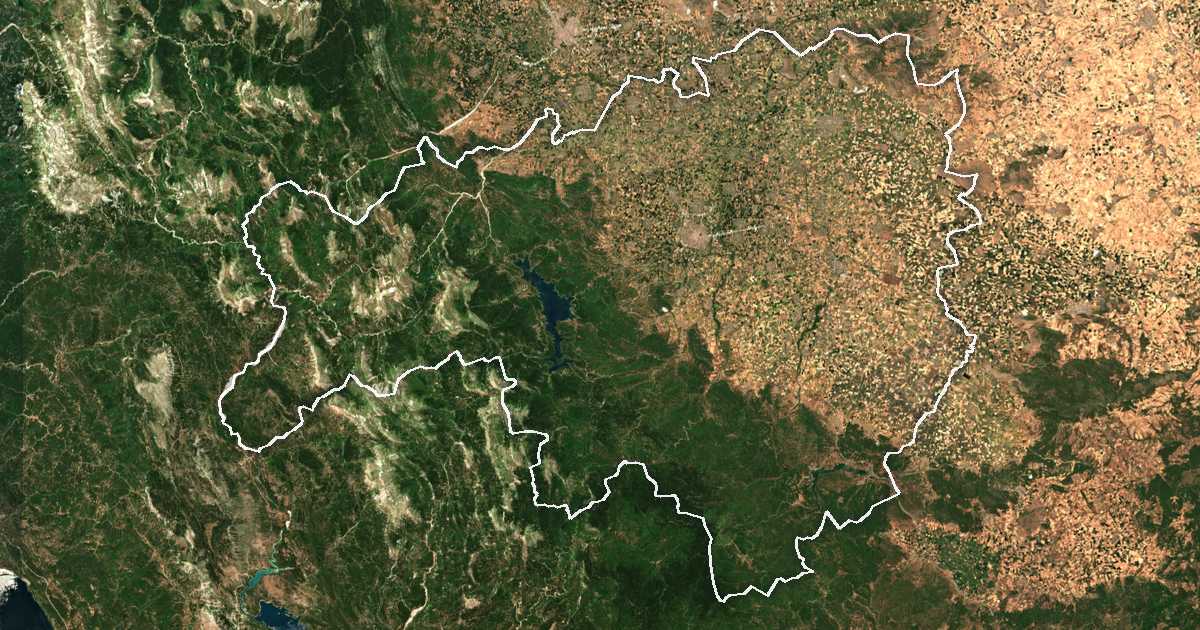 Image satellite avec la limite tracée: régional de Kardítsa