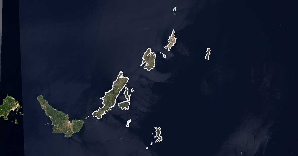 Image satellite avec la limite tracée: Alonissos