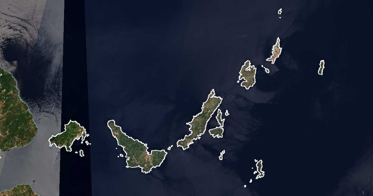 Image satellite avec la limite tracée: Sporades