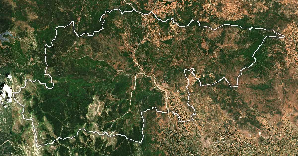 Image satellite avec la limite tracée: des Météores