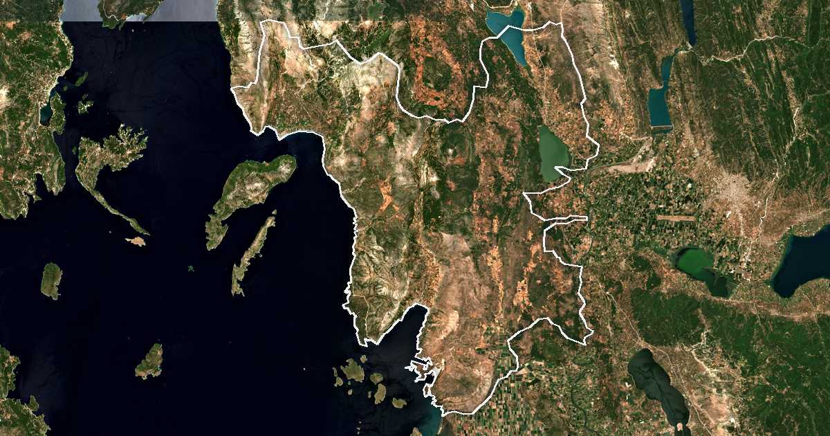 Image satellite avec la limite tracée: Xirómero