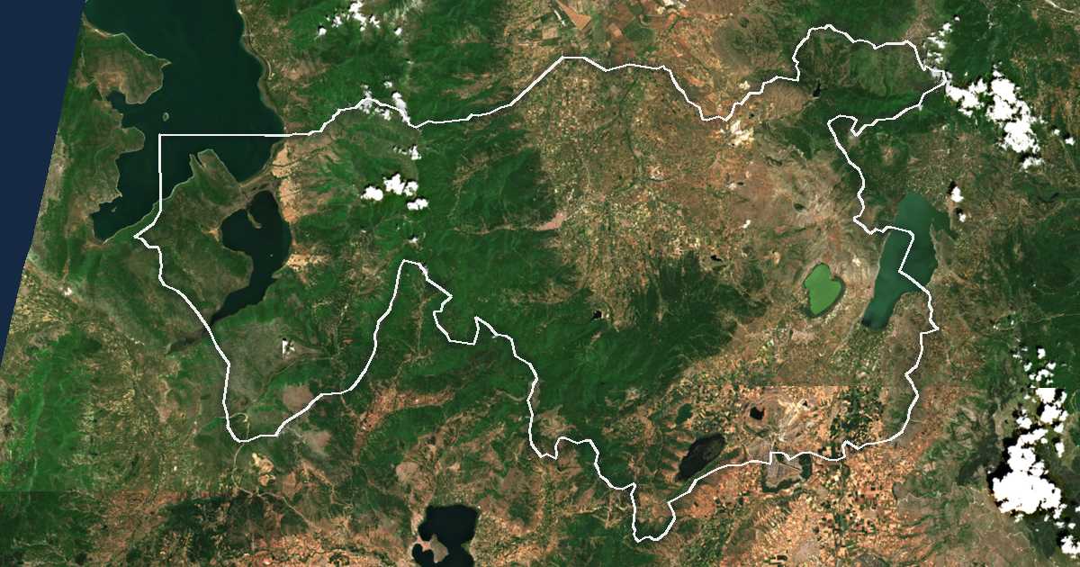 Image satellite avec la limite tracée: régional de Flórina